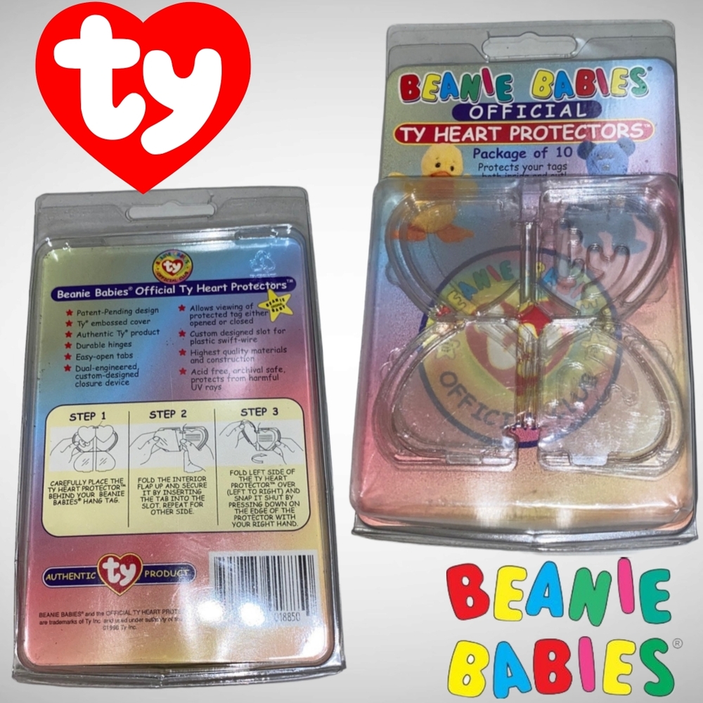 NIP 2 pack Beanie Babies Official 1998 Heart Protectors. - Picture 1 of 5